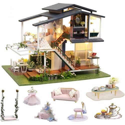  Flever Dollhouse Miniature DIY House Kit Creative Room with Furniture for Romantic Artwork Gift (Monet Garden)