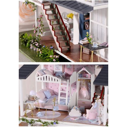  Flever Dollhouse Miniature DIY House Kit Creative Room with Furniture for Romantic Artwork Gift (Monet Garden)