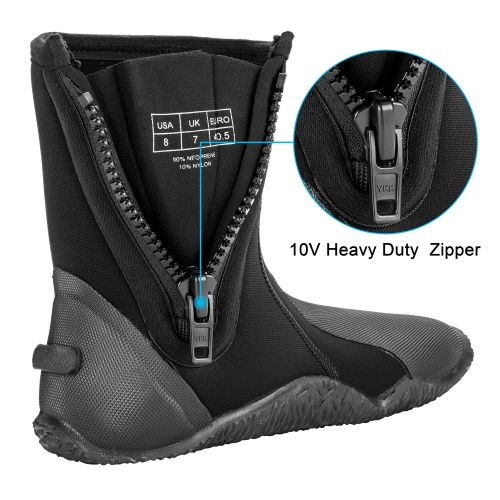  Flexel Diving Boots Women Men Wetsuit Shoes 5mm Neoprene with Side Zipper for Water Sports Snorkeling Boating Kayaking Surfing