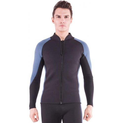  Flexel Wetsuit Tops/Pants, 2mm Premium Neoprene Wet Suit Jacket/Scuba Diving Vest for Swimming Snorkeling Surfing Fishing XSPAN Front Zipper Suit