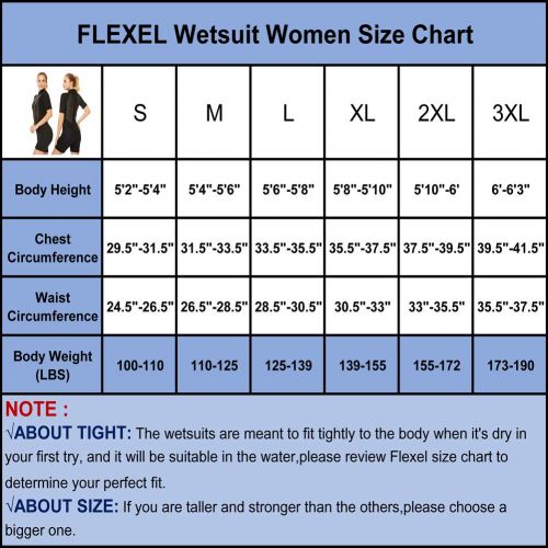  Flexel Wetsuit Women Shorty Full Diving Suits 2 3mm Premium CR Neoprene Thermal Swimwear Adults Girls Swimsuit Back Zip Winter Jumpsuit Surfing Swimming Scuba Diving Snorkeling