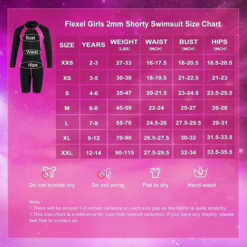  FLEXEL Kids Wetsuit for Boys Girls 2mm Neoprene Front Zipper Long Sleeve Shorty Keep Warm Swimsuit for Scuba Diving Surfing Swimming