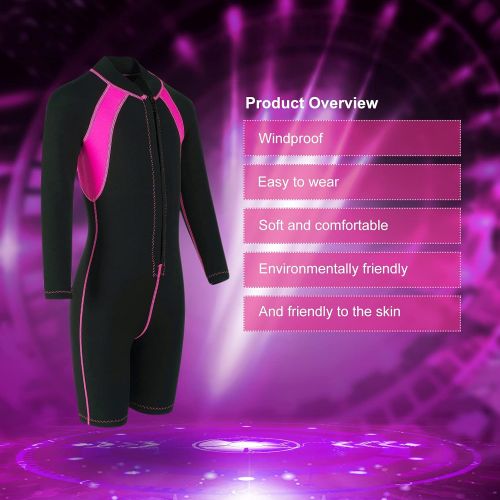  FLEXEL Kids Wetsuit for Boys Girls 2mm Neoprene Front Zipper Long Sleeve Shorty Keep Warm Swimsuit for Scuba Diving Surfing Swimming