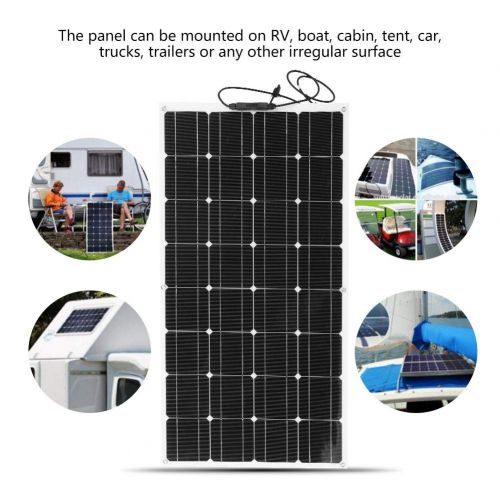  Zerone Solar Panel, 18V 100W Semi-Flexible Monocrystalline Outdoor Solar Panel Battery Power Charger for RV, Boat, Cabin, Tent, Car, Trucks, Trailers