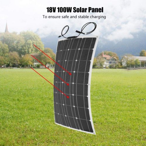  Zerone Solar Panel, 18V 100W Semi-Flexible Monocrystalline Outdoor Solar Panel Battery Power Charger for RV, Boat, Cabin, Tent, Car, Trucks, Trailers