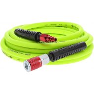 Flexzilla Air Hose with ColorConnex Industrial Type D Coupler and Plug, 1/4 in. x 25 ft., Heavy Duty, Lightweight, Hybrid, ZillaGreen - HFZ1425YW2-D