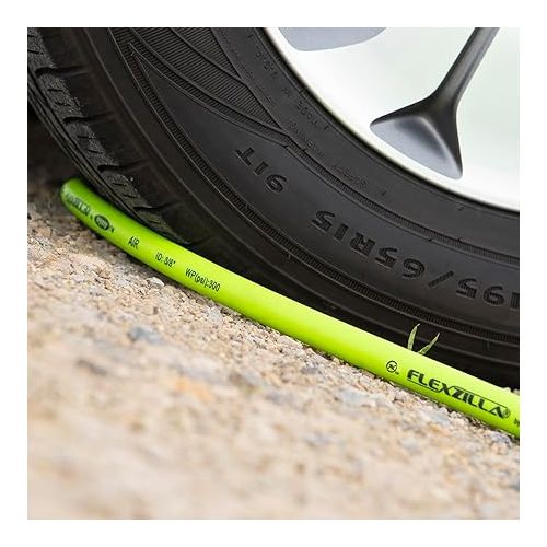  Flexzilla Air Hose with ColorConnex Industrial Type D Coupler and Plug, 1/4 in. x 25 ft., Heavy Duty, Lightweight, Hybrid, ZillaGreen - HFZ1425YW2-D