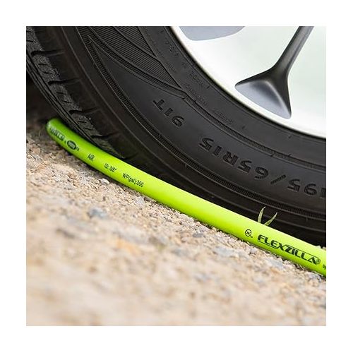  Flexzilla Air Hose with ColorConnex Industrial Type D Coupler and Plug, 3/8 in. x 100 ft., Heavy Duty, Lightweight, Hybrid, ZillaGreen - HFZ38100YW2-D