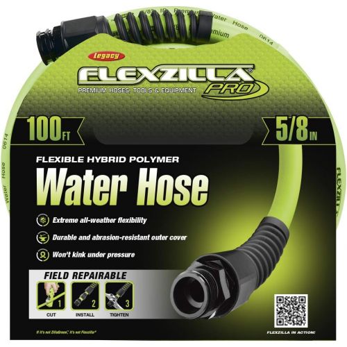  Flexzilla Pro Water Hose with Reusable Fittings, 58 in. x 100 ft, Heavy Duty, Lightweight, Drinking Water Safe - HFZWP5100