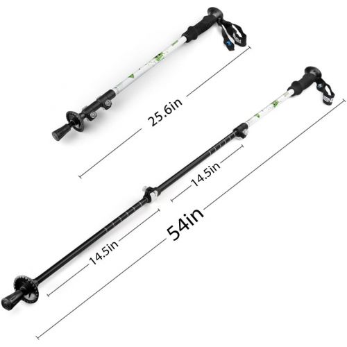  Flexzion Trekking Pole Walking Stick - 1/2 Pcs Set Collapsible Retractable 24-54 Alpenstock Outdoor Sports Hiking Walking Travel Camping Backpacking Ultra Light Aluminum with EVA F