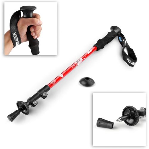  Flexzion Trekking Pole Walking Stick - Collapsible Retractable 24-54 Anti Shock Alpenstock Outdoor Sports Hiking Walking Travel Camping Backpacking Ultra Light Aluminum with EVA Fo