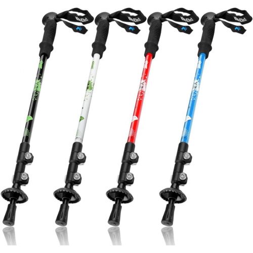  Flexzion Trekking Pole Walking Stick - Collapsible Retractable 24-54 Anti Shock Alpenstock Outdoor Sports Hiking Walking Travel Camping Backpacking Ultra Light Aluminum with EVA Fo