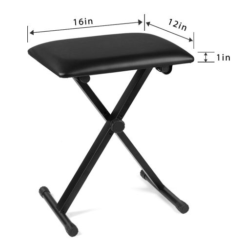  Flexzion Piano Bench - Keyboard Bench Height Adjustable Foldable X-Style Padded Stool Chair Seat Cushion With Anti-Slip Rubber Feet Perfect for Kids, Adult Instrumental Performance