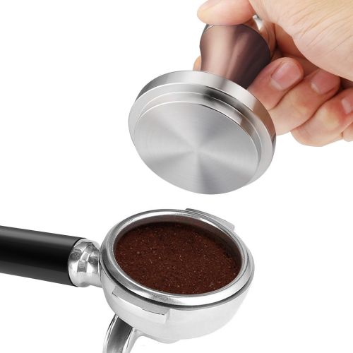  Flexzion Coffee Tamper Machine 58mm Diameter Stainless Steel Flat Base Grip Handle Barista Espresso Bean Press Tool in Champaign Gold Kitchen Accessories