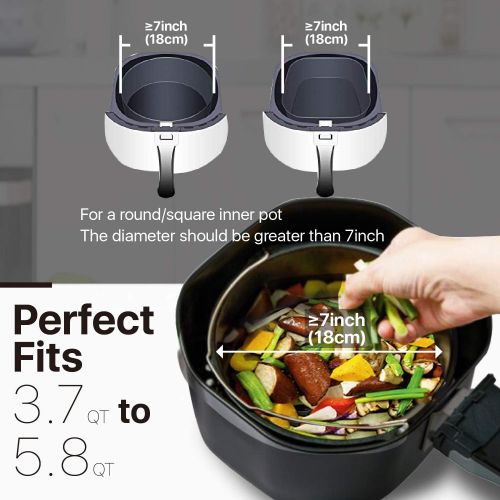  Flexzion Set of 7 Air Fryer Accessories with Recipe for Phillips Ninja Foodi Cosori Gowise Cozyna Nuwave 7 Inch Fit All 2.6, 3.7, 5, 5.3, 5.8, 6, 8, 12 QT