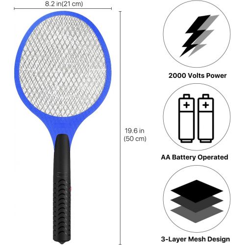  Flexzion Electric Mosquito Zapper Racket 19 Handheld Bug Insect Killer/Fly Control Swatter for Bedroom Patio Bites Yard Boat Camping Car Decks Indoor Outdoor, Assorted Colors