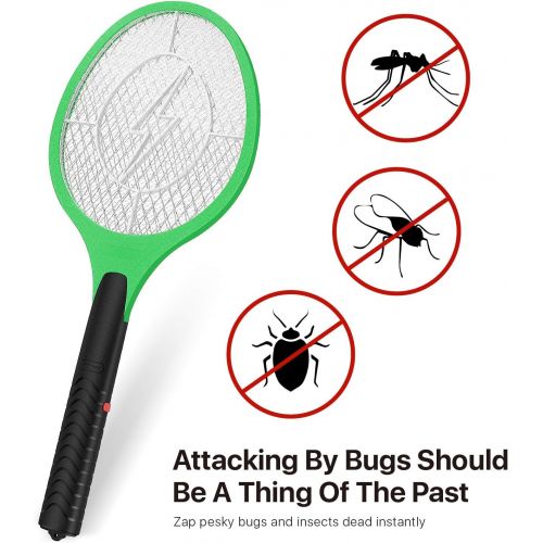  Flexzion Electric Mosquito Zapper Racket 19 Handheld Bug Insect Killer/Fly Control Swatter for Bedroom Patio Bites Yard Boat Camping Car Decks Indoor Outdoor, Assorted Colors