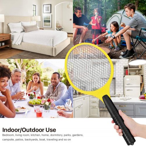  Flexzion Electric Mosquito Zapper Racket 19 Handheld Bug Insect Killer/Fly Control Swatter for Bedroom Patio Bites Yard Boat Camping Car Decks Indoor Outdoor, Assorted Colors