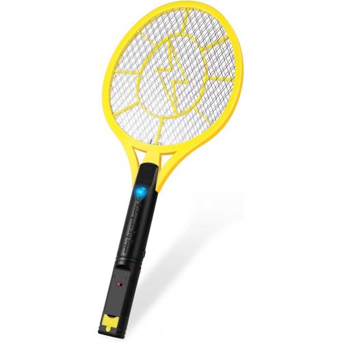  Flexzion Electric Zapper Racket Battery Operated, Rechargeable Swatter USB Charging, for Bedroom Patio Yard Boat Camping Car Decks/Indoor Outdoor Yellow