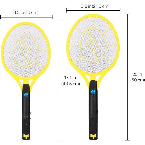  Flexzion Electric Zapper Racket Battery Operated, Rechargeable Swatter USB Charging, for Bedroom Patio Yard Boat Camping Car Decks/Indoor Outdoor Yellow