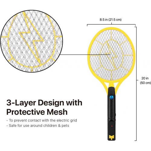  Flexzion Electric Zapper Racket 20 USB Rechargeable, Yellow (2 Pack) for Home Garden Indoor Outdoor