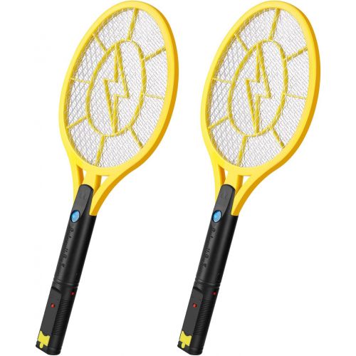  Flexzion Electric Zapper Racket 20 USB Rechargeable, Yellow (2 Pack) for Home Garden Indoor Outdoor