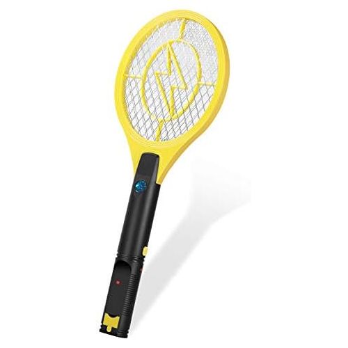  Flexzion Electric Zapper Racket 17 Electric Rechargeable Swatter USB Charging, for Bedroom Patio Yard Boat Camping Car Decks Indoor Outdoor - Yellow