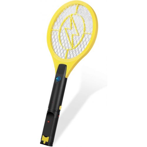  Flexzion Electric Zapper Racket 17 Electric Rechargeable Swatter USB Charging, for Bedroom Patio Yard Boat Camping Car Decks Indoor Outdoor - Yellow