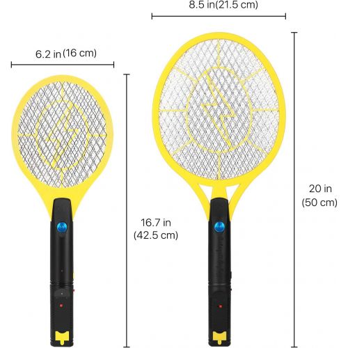  Flexzion Electric Zapper Racket 17 Electric Rechargeable Swatter USB Charging, for Bedroom Patio Yard Boat Camping Car Decks Indoor Outdoor - Yellow