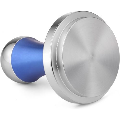  Flexzion Coffee Tamper Machine 58mm Diameter Stainless Steel Flat Base Grip Handle Barista Espresso Bean Press Tool in Blue Kitchen Accessories