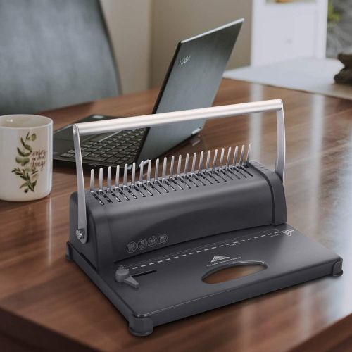  [아마존베스트]Flexzion Binding Machine Paper Comb Punch Book Report Scrapbook Binder Puncher Trimmer Cutter Laminator A4 A5 Size Manually with 21 Hole 250 Sheets Capacity for Office or Home