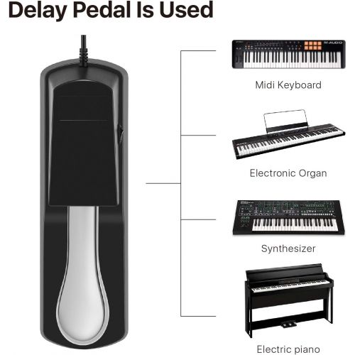  [아마존베스트]Flexzion Sustain Pedal, Electronic Keyboard Foot Pedals, Footswitch Accessory w/Polarity Switch, 5.6 Feet Cable, Universal 1/4 Plug for Digital Piano Organ Synth Synthesizer Drum T