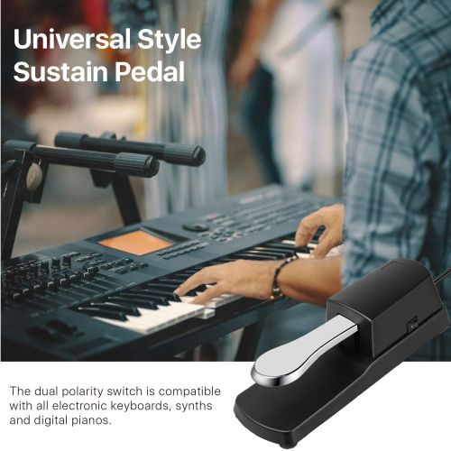  [아마존베스트]Flexzion Sustain Pedal, Electronic Keyboard Foot Pedals, Footswitch Accessory w/Polarity Switch, 5.6 Feet Cable, Universal 1/4 Plug for Digital Piano Organ Synth Synthesizer Drum T