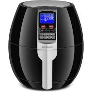 Flexzion Electric Air Fryer Cooker - Healthy Oil Less Dry Fryer Hot Air Steam Fryer with Digital Control Button Screen, Detachable Fry Basket 1500W, 3.5 Liter (Black)