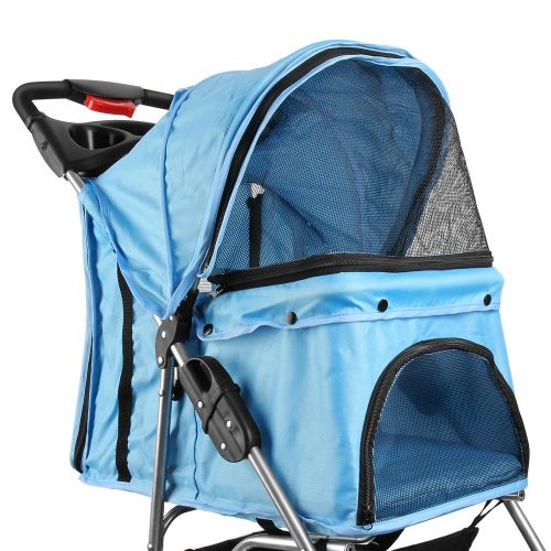  Flexzion Pet Stroller Dog Cat Small Animals Carrier Cage 4 Wheels Folding Flexible Easy Walk for Jogger Jogging Travel Up to 30 Pounds With Rain Cover Cup Holder and Mesh Window