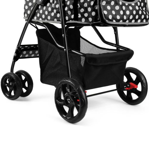  Flexzion Pet Stroller Dog Cat Small Animals Carrier Cage 4 Wheels Folding Flexible Easy Walk for Jogger Jogging Travel Up to 30 Pounds With Rain Cover Cup Holder and Mesh Window