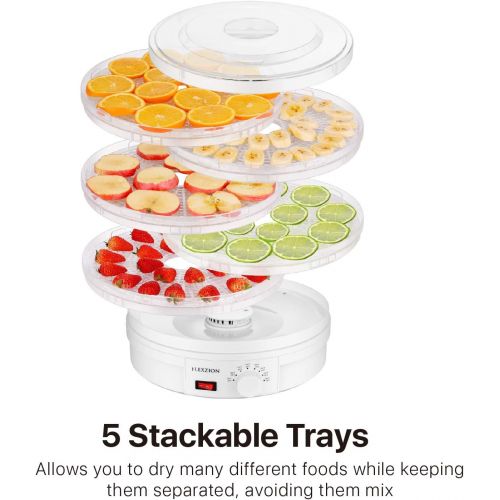  Flexzion Dehydrator for Food Fruit - Electric Food Saver Fruit Dehydrator Preserver Dry Fruit Dehydration Machine with 5 Stackable Tray