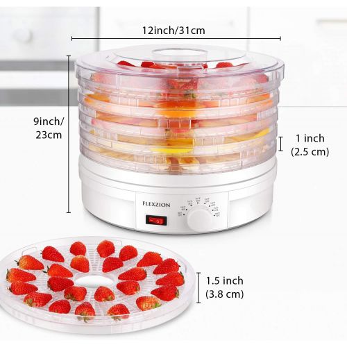  Flexzion Dehydrator for Food Fruit - Electric Food Saver Fruit Dehydrator Preserver Dry Fruit Dehydration Machine with 5 Stackable Tray