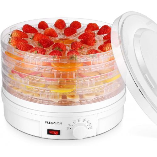  Flexzion Dehydrator for Food Fruit - Electric Food Saver Fruit Dehydrator Preserver Dry Fruit Dehydration Machine with 5 Stackable Tray