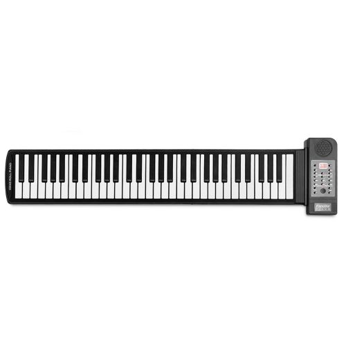  Flexzion Portable Roll Up Piano - Digital Electronic Keyboard with 61 Keys Soft Silicone Flexible Foldable Key Sheet Built-in Speaker Supports USB MIDI Output