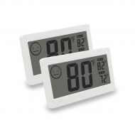 Fliiners Mini Digital Thermometer Hygrometer Temperature Humidity Meter Display with LCD Monitor Indoor Household Office Gym Kitchen etc White (2 Pack)