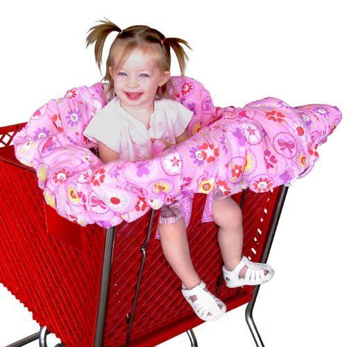  Floppy Seat Shopping Cart and High Chair Cover, EZ Carry Bag Style -Pink Floral
