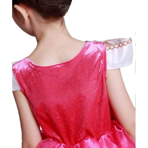  Flora Y Girls Princess Aurora Costume Classical Stunning Sleeping Beauty Fancy Cosplay Ball Gown Long Dress