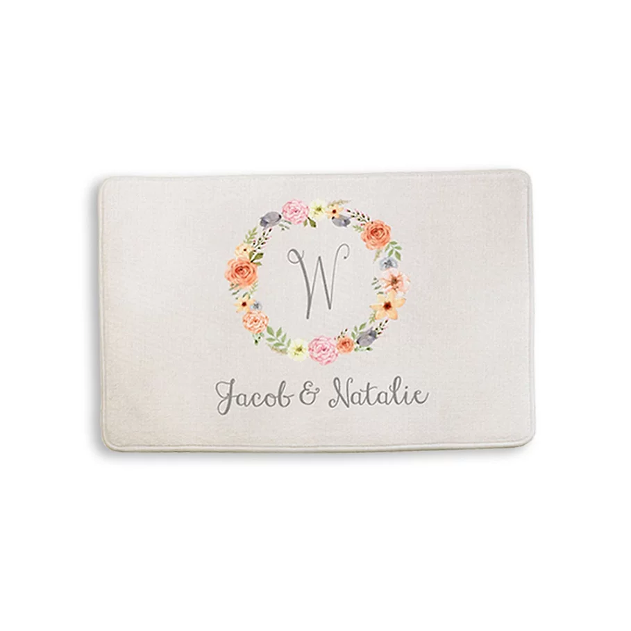  Floral Wreath Memory Foam Bath Mat