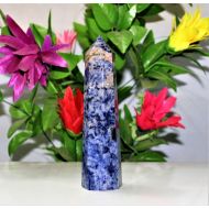 /Florarticle Wonderful 205MM Blue Sodalite Crystal 8 Sided Healing Power Reiki Chakra Aura Meditation Hand Made Obelisk Tower