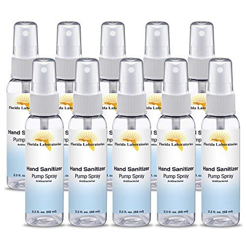  Florida Laboratories Hand Sanitizer Spray Liquid (non-gel) 2.3 Fl Oz (Pack of 10) Travel size Sterilizer - 80% Alcohol