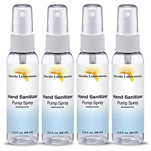  Florida Laboratories Hand Sanitizer Spray Liquid (non-gel) 2.3 Fl Oz (Pack of 4) Travel size Sterilizer - 72% Alcohol