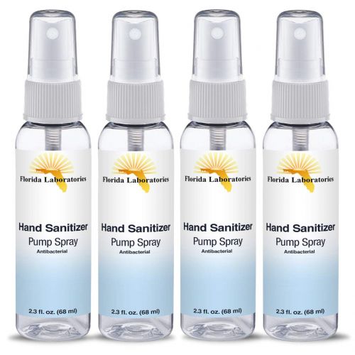  Florida Laboratories Hand Sanitizer Spray Liquid (non-gel) 2.3 Fl Oz (Pack of 4) Travel size Sterilizer - 72% Alcohol