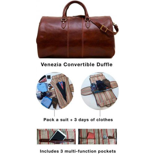  Floto Venezia Garment Duffle Travel Bag Suitcase in Brown Full Grain Leather