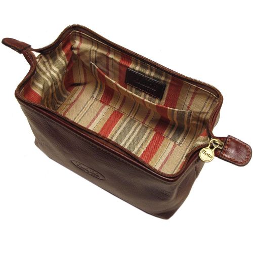  Floto Collection Dopp Kit in Brown Italian Calfskin Leather